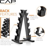 CAP Barbell Rubber Coated Dumbbell Weight Set with Vertical Rack | 150 lb, and 210 lb Options - Image 4
