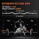 47" EZ Curl Bar Weight Lifting Bar, for Hip Thrusts/Squats/Lunges, 1-inch Weight Plates Curling Bar for Gym and Home, with 2 Star Collars - Image 4