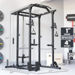 Synergee Power Rack with Cable Crossover Full-Body Home Gym with Sandwich J Cups, Safety Arms, Multigrip Pull-Up Bar, Dip Station, Landmine, LAT Bar, Straight Bar & 4 Pegs. 750 lb Capacity. - Image 4