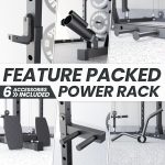 Synergee Power Rack with Cable Crossover Full-Body Home Gym with Sandwich J Cups, Safety Arms, Multigrip Pull-Up Bar, Dip Station, Landmine, LAT Bar, Straight Bar & 4 Pegs. 750 lb Capacity. - Image 7