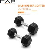CAP Barbell 15 LB Pair Coated Hex Dumbbell Weight - Image 3