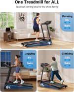 THERUN Home Treadmill with Incline 12% Auto Adjust, 3.0 HP Foldable Treadmill with LED Strip, Heart Rate Monitoring,16.5" Wider Running Belt - Image 4
