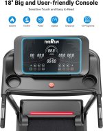 THERUN Home Treadmill with Incline 12% Auto Adjust, 3.0 HP Foldable Treadmill with LED Strip, Heart Rate Monitoring,16.5" Wider Running Belt - Image 5