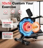 Rowing Machine, Magnetic Rowing Machines for Home Use with App Supported, 16/32 Levels Resistance Row Machine, 350 LB Weight Capacity, Upgrade to Double Slide Rail - Image 3