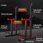 PASYOU Adjustable Squat Rack for Home Gym, Bench Press Rack Barbell Rack for Weight Lifting, 550LBS Multi-Function Fitness Squat Stand, Portable Strength Training Push Up Barbell Rack Stand - Image 9