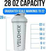 VELOMIX -4 PACK- 28 oz Protein Shaker Bottle for Protein Mixes - 4x Wire Whisk | Leak Proof Shaker Cups for Protein Shakes | Protein Shaker Bottle Pack | Protein Shake Cup(Silver Mix) - Image 4