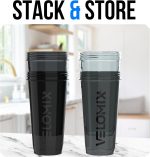 VELOMIX -4 PACK- 28 oz Protein Shaker Bottle for Protein Mixes - 4x Wire Whisk | Leak Proof Shaker Cups for Protein Shakes | Protein Shaker Bottle Pack | Protein Shake Cup(Silver Mix) - Image 6