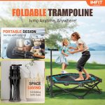 42" Mini Trampoline for Kids Adults | Foldable Rebounder Indoor Outdoor Trampoline | with 3-Level Adjustable Handle | Weight Capacity 331 Lbs | Kids Play, Exercise, Garden - Image 3