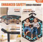 42" Mini Trampoline for Kids Adults | Foldable Rebounder Indoor Outdoor Trampoline | with 3-Level Adjustable Handle | Weight Capacity 331 Lbs | Kids Play, Exercise, Garden - Image 6
