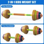 Kids Exercise Weight Set for Home Gym - Adjustable Barbell and Dumbbell Set - Toddler Workout Equipment for Pretend Play Lifting Exercise - Beginner Fitness Toys Gifts for Boys & Girls - Image 3