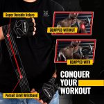 QTF Workout Exercise Gloves for Men & Women,Gym Workout Long Wrist Strap Fingerless Gym Gloves Full Palm Protection for Weightlifting, Training, Fitness - Image 5