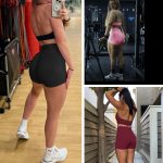 Seamless Workout Sets for Women 2 Piece Halter Backless Sports Bras Hidden Scrunch Shorts Yoga Outfits Gym Tracksuit - Image 4