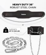 DMoose Fitness Dip Belt for Weight Lifting, Squats & Weighted Dips - 36" Steel Chain & Comfortable Neoprene Padding Supports 350lbs, Gym Weight Belt for Pull Ups for Strength Training Workout - Image 5