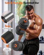 FEIERDUN Adjustable Dumbbells, 20lbs/30lbs//50lbs/70lbs/90lbs Free Weight Set with Connector, 4 in1 Dumbbells Set Used as Barbell, Kettlebells, Push up Stand, Fitness Exercises for Home Gym Suitable Men/Women - Image 5