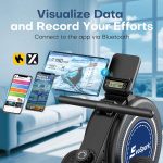 Rowing Machine, Magnetic Rowing Machines for Home Use - 16 Adjustable Resistance Levels, Dual Smooth-Glide Slide Rails, Supports Up to 350 LBS, App Compatible, Easy to Assemble - Image 3