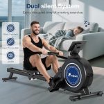 Rowing Machine, Magnetic Rowing Machines for Home Use - 16 Adjustable Resistance Levels, Dual Smooth-Glide Slide Rails, Supports Up to 350 LBS, App Compatible, Easy to Assemble - Image 4