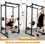 Squat Rack Pull Up Bar, Bongkim Power Rack Cage, Adjustable Squat Rack Stand for Home Gym Equipment, Squat Cage Weight Lifting with 660lb Capacity - Image 5