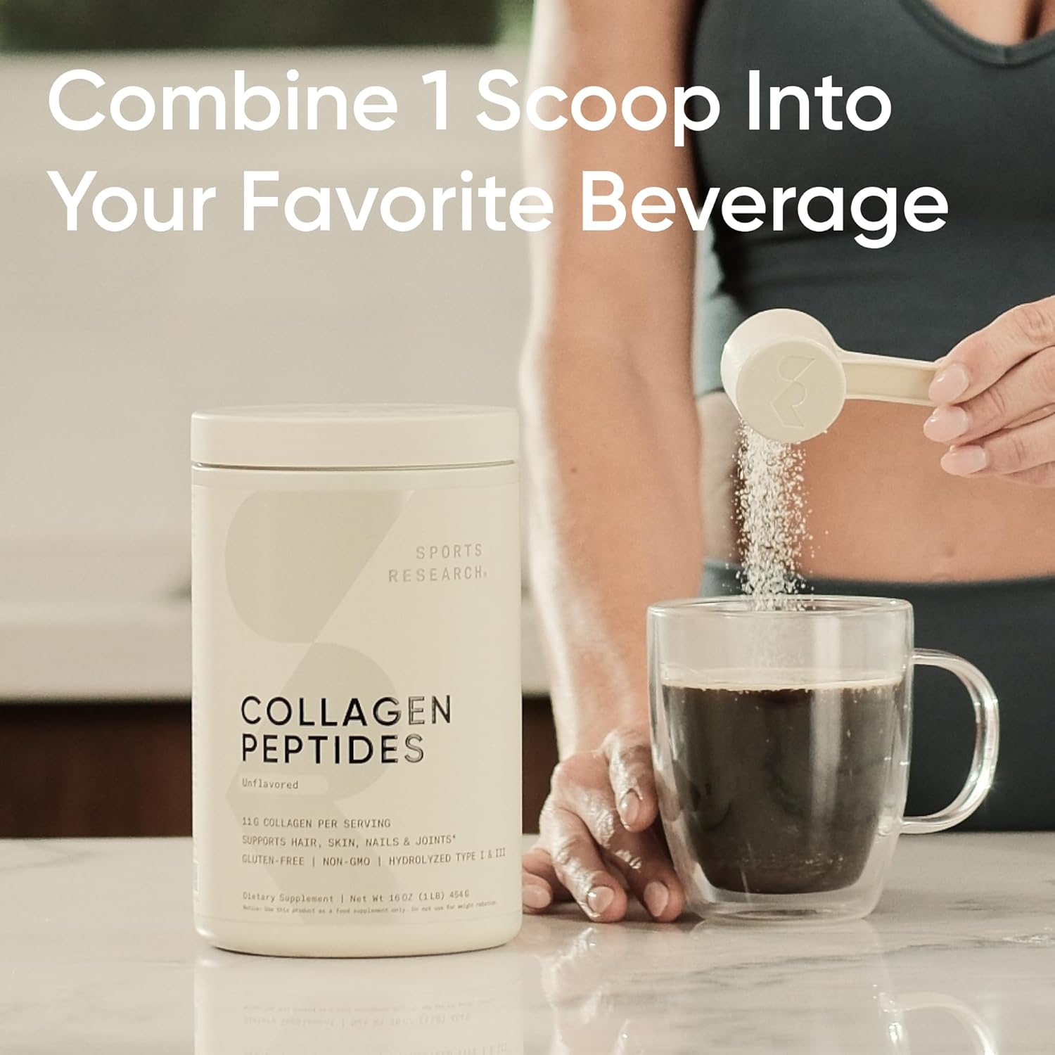 Sports Research Collagen Peptides - Hydrolyzed Type 1 & 3 Collagen Powder Protein Supplement for Essential Amino Acids - Easy Mixing Vital Nutrients & Proteins, Collagen for Women & Men - Image 5