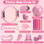 Pilates Equipment Kit for Home Workouts -18pcs Set - 14'' Pilates Ring and Ball Set for Women, Pilates/Yoga Accessories Kit with Wrist Weights, Resistance Bands, Core Sliders, Yoga Strap, Socks, Bag - Image 7