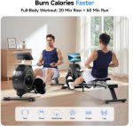 YPOO Rowing Machine for Home, 350 LB Capacity, 16-Level Silent Resistance, Magnetic Rowing Machines for Home Foldable, Full-Body Workout Compact Rowing Machine for Cardio & Strength with APP Support - Image 4