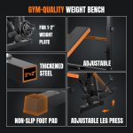 YOLEO 6 in 1 Weight Bench Set for Home Gym, Fast Folding & Adjustable Bench Press, Workout Bench with Rack/Leg Extension/Preacher Curl/Sit up - Image 5