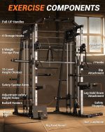 All-in-One Smith Machine Home Gym. 2200LBS Squat Rack Power Cage with LAT Pull-Down, Cable Systems & Leg Hold-Down - Image 4