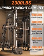 All-in-One Smith Machine Home Gym. 2200LBS Squat Rack Power Cage with LAT Pull-Down, Cable Systems & Leg Hold-Down - Image 5