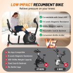 Recumbent Exercise Bike for Home 16 Levels Magnetic Resistance Stationary Bikes for Adults Seniors with Smart APP, LCD Monitor, Heart Rate Handle, Adjustable Seat & Backrest, 400lbs Weight Capacity - Image 3