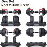 15 in 1 Adjustable Dumbbell 52.5lb with Fast Automatic Adjustable and Weight Plate for Body Workout Home Gym 52.5LB/24KG - Image 6