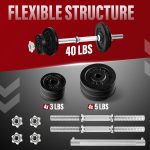 Yes4All Adjustable Cast Iron Dumbbell, Poids Et Haltere, Weights for Home Gym 40/50/52.5/ to 60lbs with Alloy Steel Connector Option for Strength Training, Full Body Workout, Muscle Building Men Women - Image 3