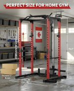 All in One Power Cage Squat Rack with LAT Pulldown & Cable Pulley System, 1200LBS Home Gym Power Rack with Dip Bars, Pull Up Bar, Weight Rack for Bench Press & Strength Training - Image 3