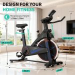 SogesPower Exercise Bike Indoor Cycling Bike Resistance Stationary Cycle Bike Fitness Bike Silent Belt Drive for Home Gym Workout with Phone Ipad&Mount Comfortable Seat Cushion&LCD Monitor - Image 3