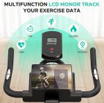 SogesPower Exercise Bike Indoor Cycling Bike Resistance Stationary Cycle Bike Fitness Bike Silent Belt Drive for Home Gym Workout with Phone Ipad&Mount Comfortable Seat Cushion&LCD Monitor - Image 7