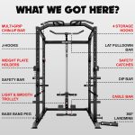 C1-V4 Power Cage, 2000LBS Squat Rack with LAT Pulldown, Multi-Function Weight Cage Strength Training Machine, Workout Cage with More Attachments for Home Gym Garage - Image 3