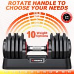 Rendpas 25LBS/55LBS Adjustable Dumbbell,1 Hand Adjust Dumbbells with Anti-Slip Handle, 10 in 1/5 in 1 Adjustable Weights, Space-saving Weights Set Suitable for Women Men Home Office Gym Body Strength Training - Image 3