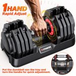 Rendpas 25LBS/55LBS Adjustable Dumbbell,1 Hand Adjust Dumbbells with Anti-Slip Handle, 10 in 1/5 in 1 Adjustable Weights, Space-saving Weights Set Suitable for Women Men Home Office Gym Body Strength Training - Image 4