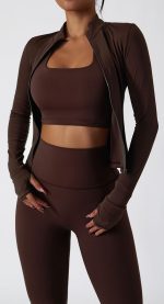 Yknktstc Womens Two Piece Tracksuit Set Long Sleeve Zipper Jacket with Athletic High Waist Leggings Workout Set - Image 4