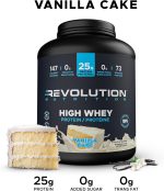 Revolution Nutrition, High Whey, Protein Powder 6LB, Whey Protein, Gluten Free, 25g of Protein Per Scoop, 2.7kg, 73 Servings (Vanilla Cake, 6 Pound) - Image 4