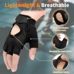 Weight Lifting Gloves, Full Palm Protection, Breathable Polyester Gym Gloves for Men Women, Black, Solid Pattern, Perfect for Weightlifting, Cycling, Rowing, Fitness Training - Image 3