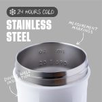 BlenderBottle Strada Shaker Cup Insulated Stainless Steel Water Bottle with Wire Whisk, 24-Ounce, White - Image 3