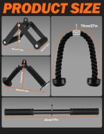 Fitarc Cable Machine Attachment Set, LAT Pulldown Attachments for Home Gym Equipment, Tricep Pull Down Attachment for Home Gym Accessories, LAT Pull Down Bar and Tricep Rope Cable Attachment - Image 5