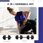 Soozier 2-in-1 Adjustable Weight Barbell & Dumbbells Set, Free Weights Set with Non-Slip Handlebars for Men and Women Home Gym Training - Image 4