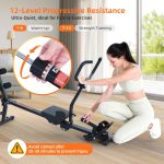 Sportneer Hydraulic Rowing Machine - 12-Level Resistance, Foldable & Portable, Black, LCD Monitor, 297lbs Max Load - Image 7