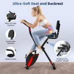 Exercise Bike,MOSUNY 2026 New Foldable Stationary Bike with 16 Levels Magnetic Resistance, Folding Exercise Bicycles with 10DB Near-Silent with, 350LBS Capacity,Comfortable Seat Backrest - Image 4