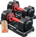 25LBS/55LBS Adjustable Dumbbell,1 Hand Adjust Dumbbells with Anti-Slip Handle, 10 in 1/5 in 1 Adjustable Weights, Space-saving Weights Set Suitable for Women Men Home Office Gym Body Strength Training - Image 2
