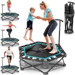 42" Mini Trampoline for Kids Adults | Foldable Rebounder Indoor Outdoor Trampoline | with 3-Level Adjustable Handle | Weight Capacity 331 Lbs | Kids Play, Exercise, Garden - Image 2