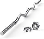 47" EZ Curl Bar Weight Lifting Bar, for Hip Thrusts/Squats/Lunges, 1-inch Weight Plates Curling Bar for Gym and Home, with 2 Star Collars - Image 2