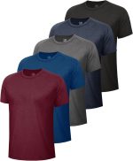 5 Pack Workout Mens Shirts - Quick Dry Causal Moisture Wicking Work Gym Athletic Short Sleeve for Basketball Running - Image 2