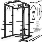 C1-V4 Power Cage, 2000LBS Squat Rack with LAT Pulldown, Multi-Function Weight Cage Strength Training Machine, Workout Cage with More Attachments for Home Gym Garage - Image 2