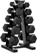 CAP Barbell Rubber Coated Dumbbell Weight Set with Vertical Rack | 150 lb, and 210 lb Options - Image 2